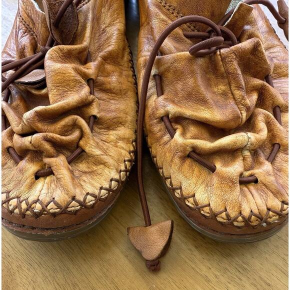 Spring Step Berna Size 39 8.5 Caramel Leather Tan Whip Stitch Slip On Loafer - Picture 2 of 7